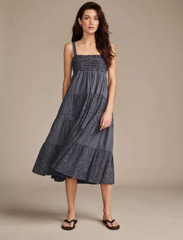 Maxi dress for evening -Lucky Brand Women's Highest Quality Embroidered Cannibis Maxi Dress