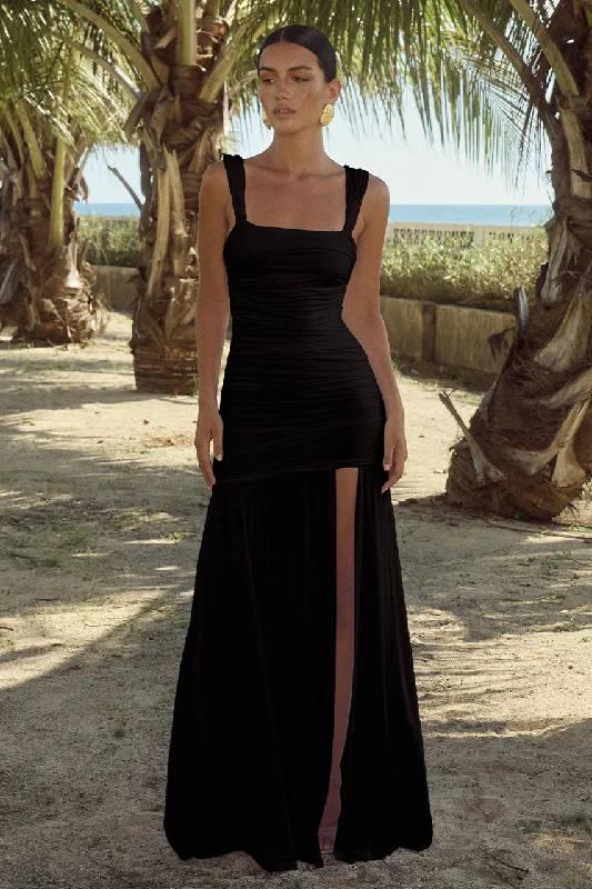 Maxi dress with ruffles -Carlie Maxi Dress - Black