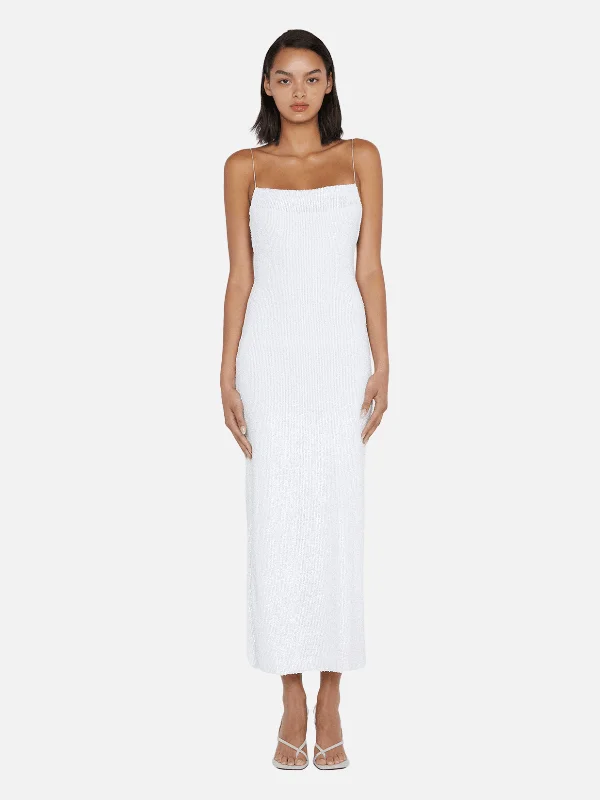 Maxi dress for prom -Aaliyah Sequin Maxi Dress - White