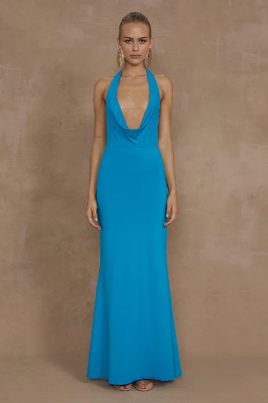 Maxi dress with halter neckline -Lori Maxi Dress - Aqua