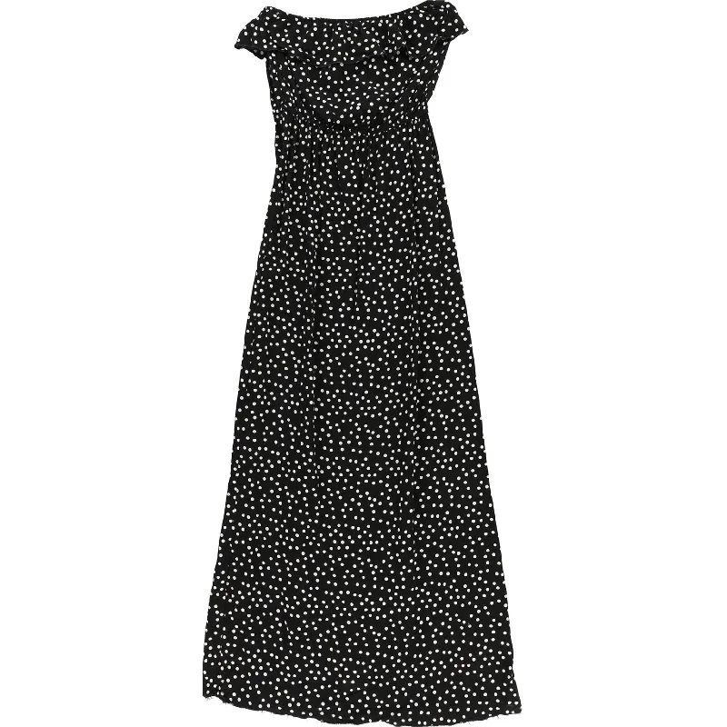 Maxi dress with embellished waist -bar III Womens Polka Dot Strapless Maxi Dress, Black, X-Small