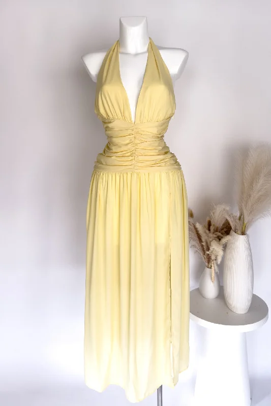 Maxi dress with contrasting color -Tessa Maxi Dress - Yellow