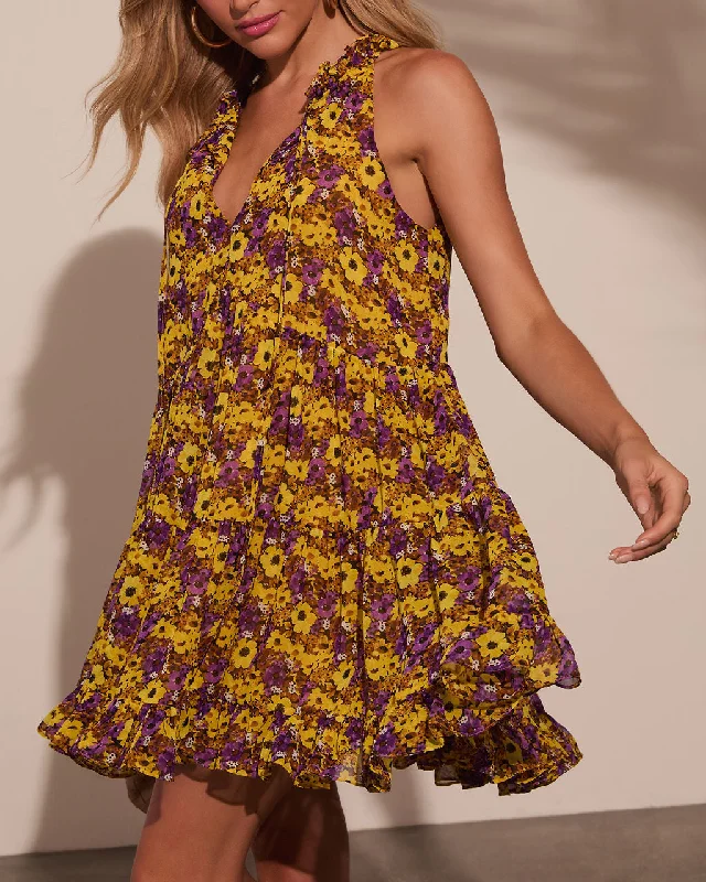 Mini dress with twist front -Fresh Pickings Floral Print Mini Dress