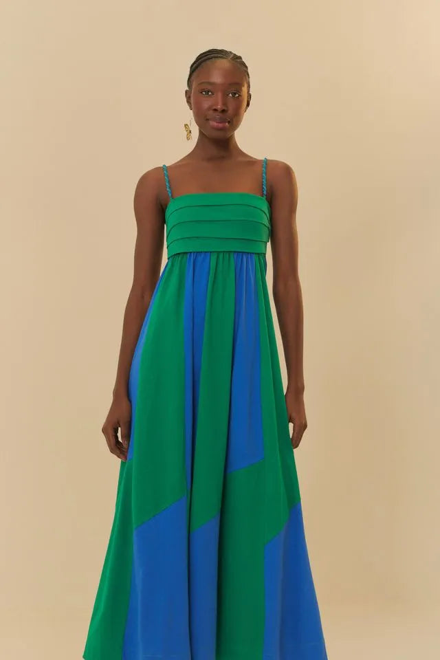 Maxi dress for outdoor events -Vestido Cropped Patch Navy