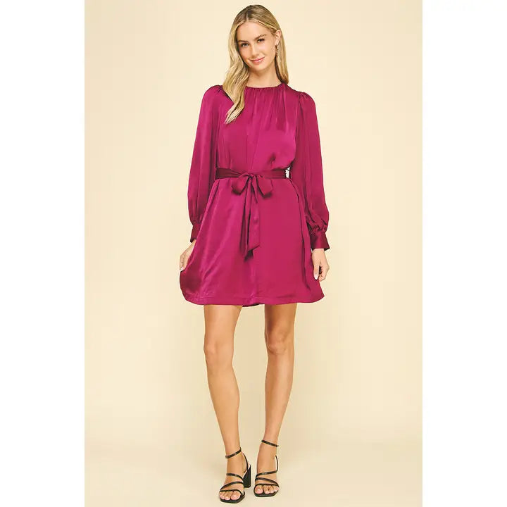 Mini dress for beach party -STAIN SOLID MINI DRESS