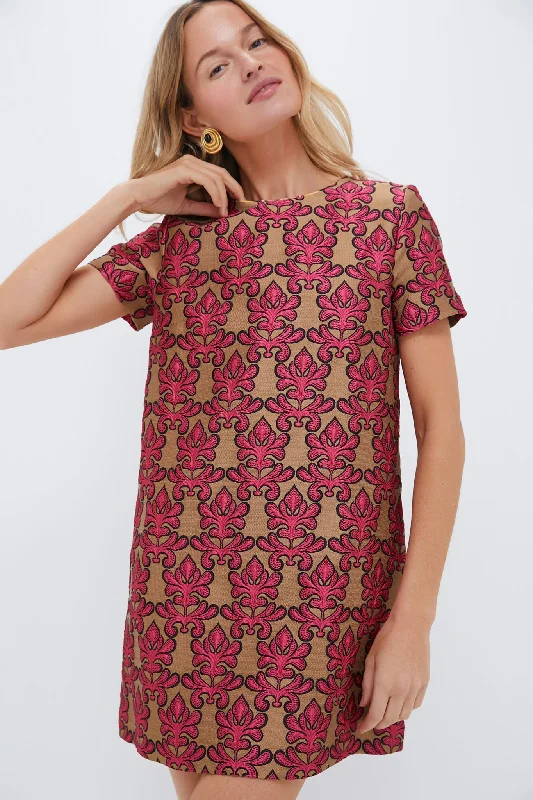 Mini dress with twist front -Herald Jacquard Mini Swing Dress