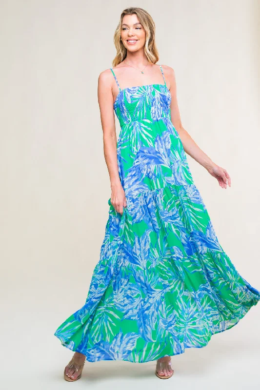 Maxi dress with side slit -BLOOMING DAYDREAM WOVEN MAXI DRESS