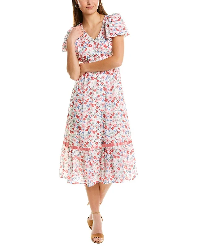 Midi dress for evening gala -Moonsea Floral Midi Dress