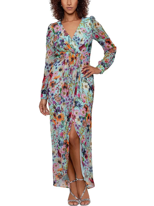 Formal maxi dress -Womens Chiffon Floral Maxi Dress