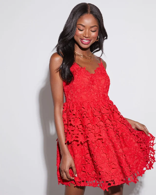 Mini dress with puff sleeves -Alaina Embroidered Mini Dress