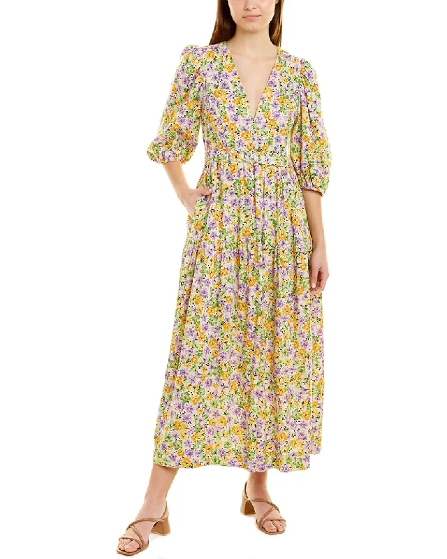 Midi dress for birthday party -Nicholas Cellie Linen-Blend Midi Dress