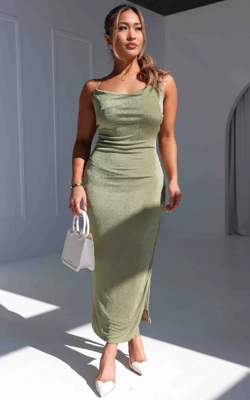 Maxi dress for winter wedding -Seraphina Maxi Dress - Sage