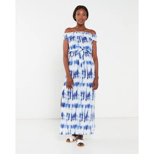 Red maxi dress -Blue Tie Dye Maxi Dress