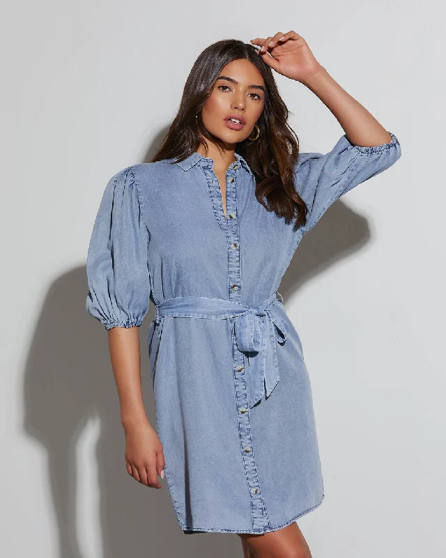 Mini dress with pockets -Ballad Short Sleeve Tie Waist Mini Dress