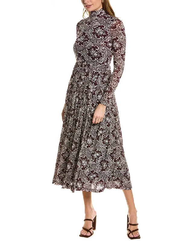 Maxi dress with belt -Rebecca Taylor Rochelle Fleur Pleated Maxi Dress