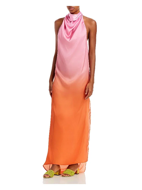 Maxi dress for special occasions -Womens Satin Open-Back Maxi Dress