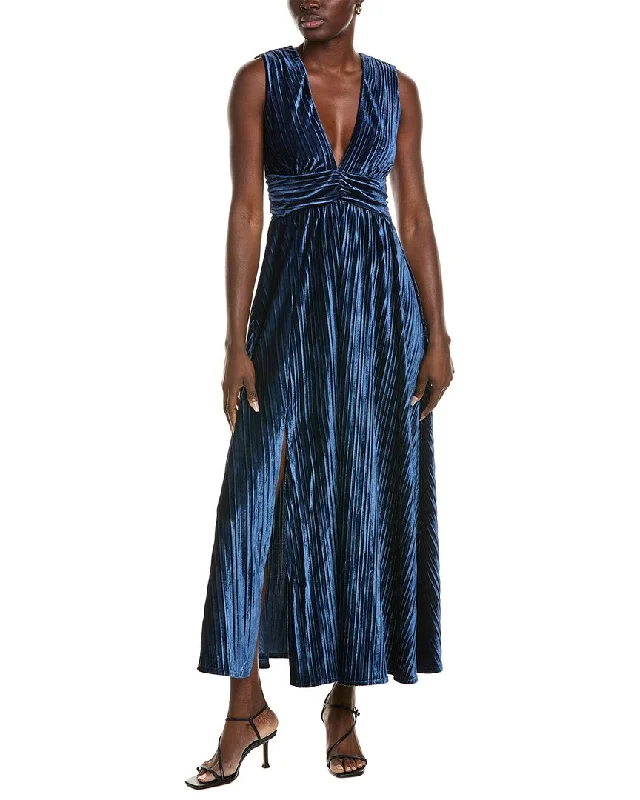 Maxi dress with sheer details -Rachel Parcell Pleated Velvet Maxi Dress