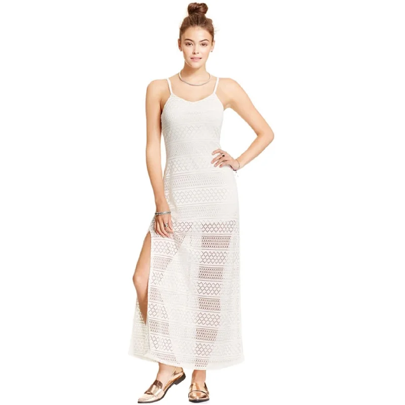 Maxi dress with wrap-around style -Joe & Elle Womens Strappy Lace Maxi Dress, Off-White, Large