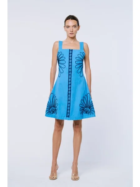 Mini dress with crochet detail -EMBROIDERED MINI DRESS