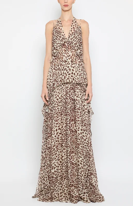 Maxi dress with shimmer -HALTER SLIP MAXI DRESS