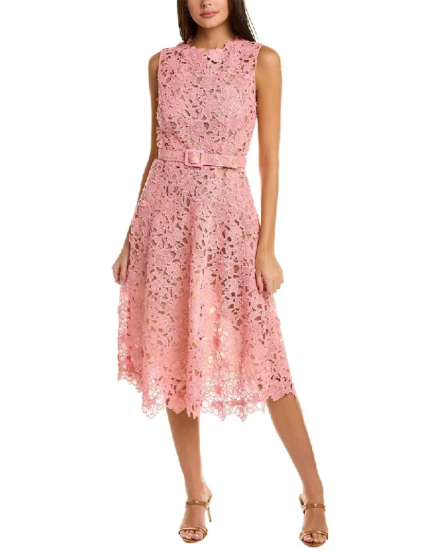 Midi dress with bodycon fit -Oscar de la Renta Floral Lace Midi Dress