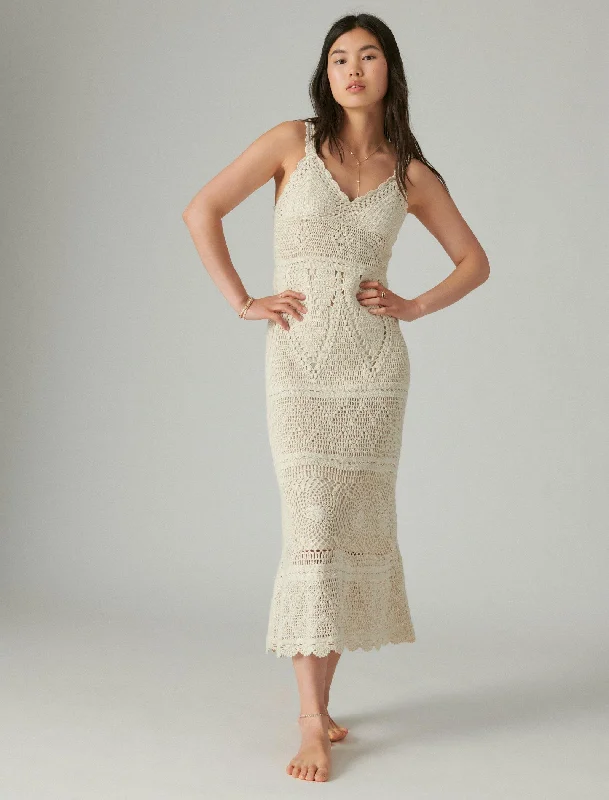 Maxi dress for summer wedding -Lucky Brand Women's Crochet Maxi Dress