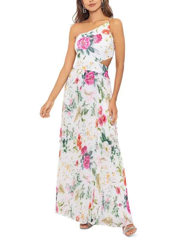 Maxi dress with high-low hem -Womens Chiffon Cut-Out Maxi Dress