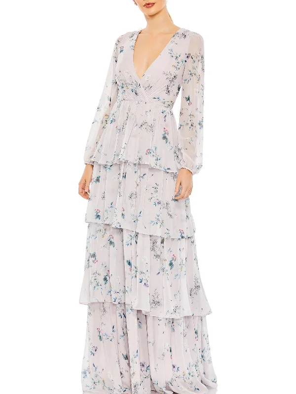 Maxi dress with a wrap design -Womens Floral Long Maxi Dress