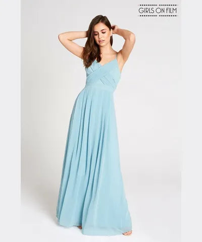 Maxi dress with pleats -Chiffon Strappy Back Maxi Dress