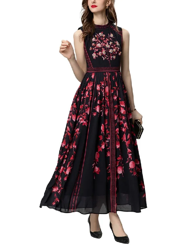 Maxi dress with floral applique -BURRYCO Maxi Dress