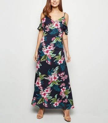 Maxi dress for elegant look -Multi Cold Shoulder Maxi Dress