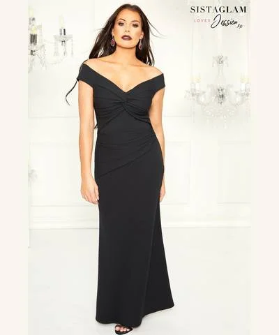 Maxi dress with shimmer fabric -Petite Bardot Maxi Dress Black