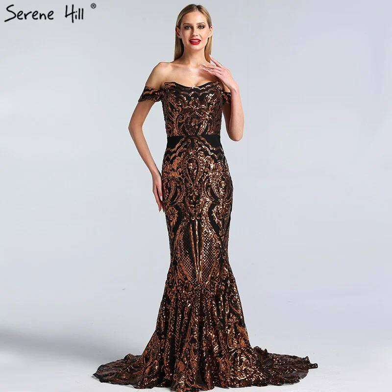 Long evening dress-On Sale No Return No Refund Sale Black Sexy  African Sequined Sleeveless Mermaid Prom Dresses 2024 Luxury Sexy Prom Gowns Serene Hill LA60935