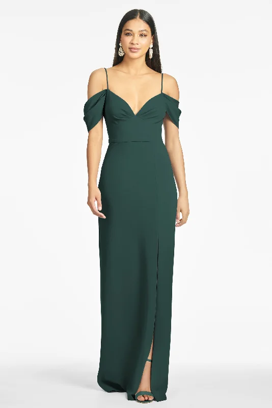 Metallic evening dress-BRITTANY GOWN - EMERALD