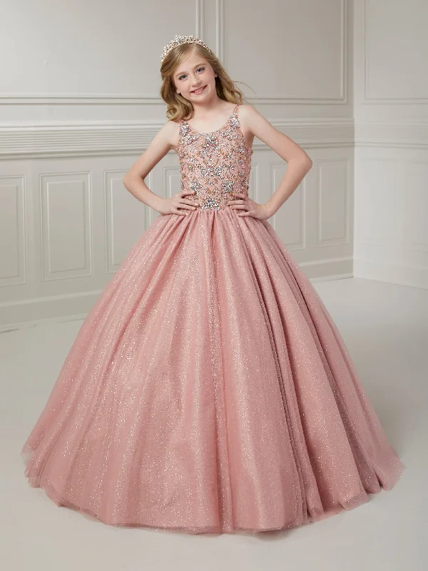 Evening dress with floral print-Girls Beaded Sleeveless Gown by Tiffany Princess 13723