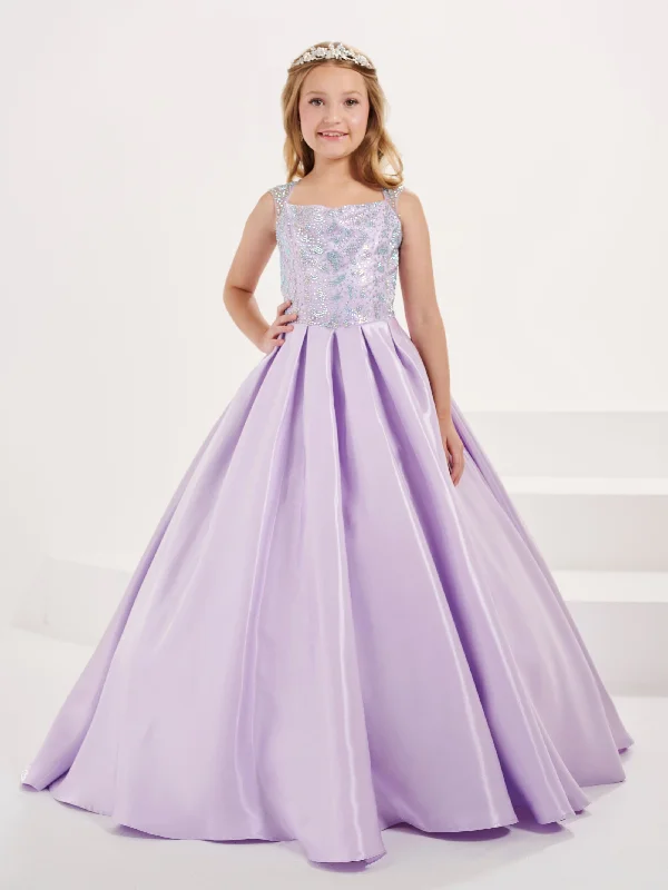 Evening dress with high-low hem-Girls Satin Sleeveless Gown by Tiffany Princess 13697