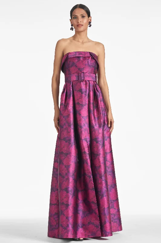 Champagne evening dress-BRIELLE GOWN - MAGENTA BLOOM