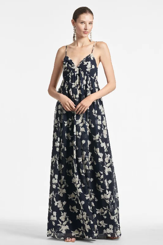 Blue evening dress-JESSICA GOWN - NAVY VENETIA PETAL