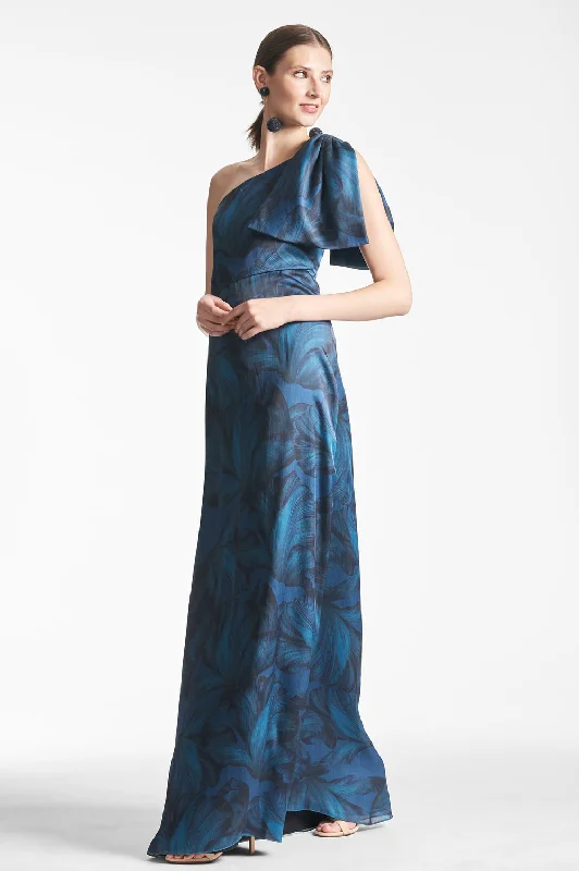 Evening dress with asymmetrical hem-Sachin & Babi Chelsea Gown in Tonal Petal