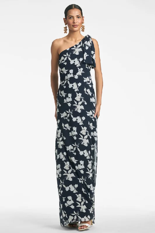 Formal evening dress-Sachin & Babi Chelsea Gown in Navy Venetia Petal