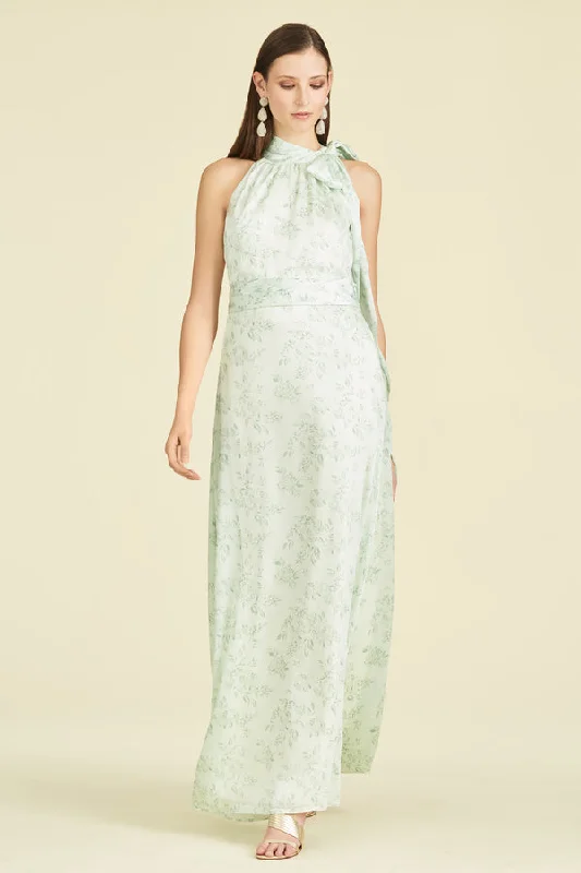 Evening dress with trumpet silhouette-Sachin & Babi Kayla Gown in Jade Rose Watercolor