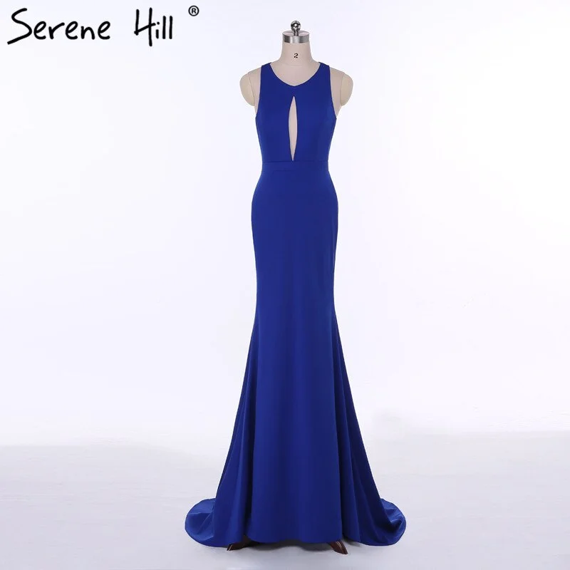 Off-white evening dress-On Sale no return no refundSale Vestidos Festa Curto Blue Simple Prom Dresses Sexy Mermaid Elegant Fashion Long Evening Party 2024 Serene Hill LA6108