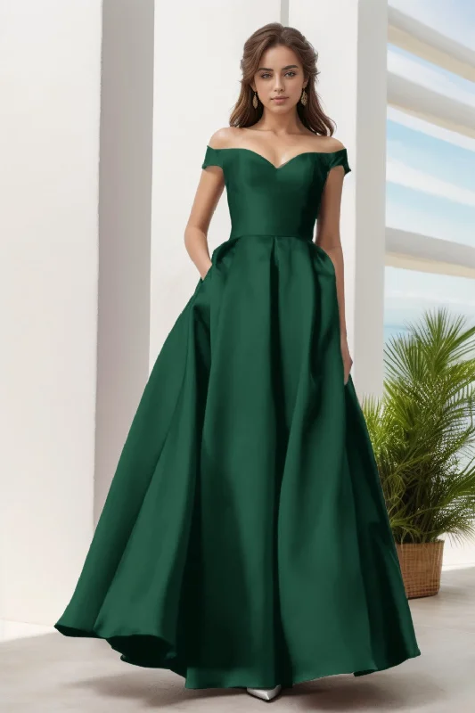 Plus size evening dress-A-Line Floor Length Satin Prom Dress CS0408