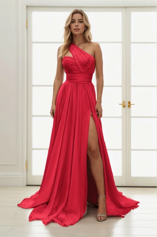 Evening dress with cap sleeves-A-Line Sweep-Brush Train Chiffon Prom Dress CS0435