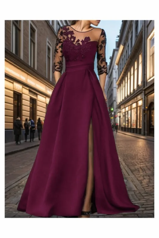 Evening dress with chiffon-A-Line Sweep-Brush Train Silk-Like Prom Dress CS0456