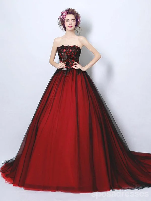 Evening dress for black tie-Burgundy A-line Sweetheart Sleeveless Long Prom Dresses Online,12641