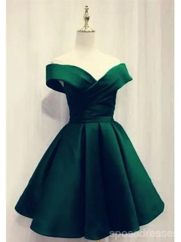 Evening dress with sheer panels-Green Off Shoulder Short Homecoming Dresses Online, Cheap Short Prom Dresses, CM853