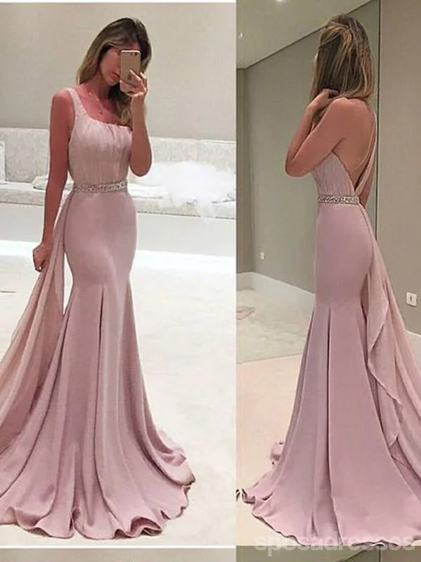 Evening dress with illusion skirt-Pink Mermaid Straps Backless Party Prom Dresses, Dance Dresses 2021,Prom Dresses Stores,12530