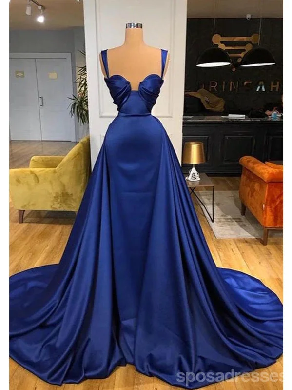 Evening dress with corset bodice-Royal Blue Mermaid Straps Cheap Long Prom Dresses,Evening Party Dresses,12848