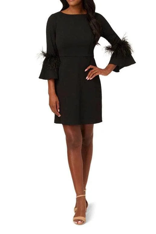 Cocktail dress with ruching-Adrianna Papell AP1D105175 - Feathered Bell Sleeve Cocktail Dress